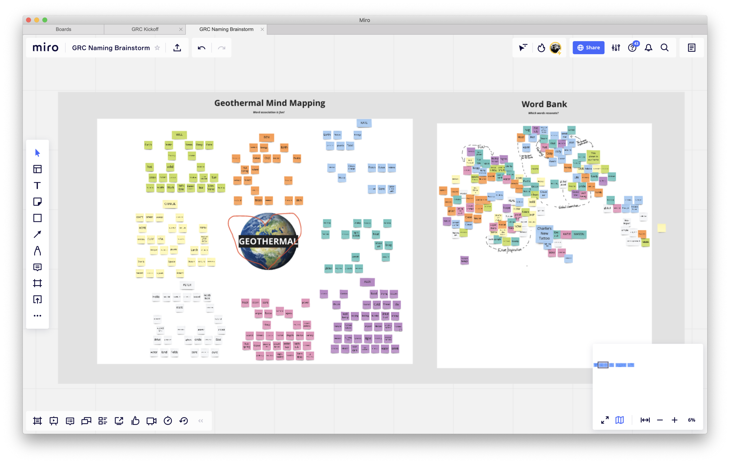 Geothermal Rising Naming Workshop - Miro Board